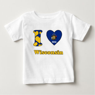 Camiseta Para Bebê Eu amo Wisconsin