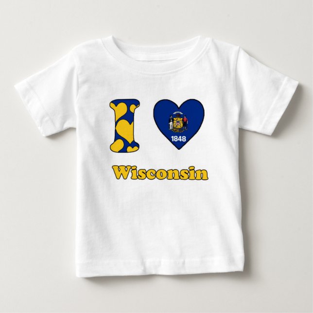 Camiseta Para Bebê Eu amo Wisconsin (Frente)