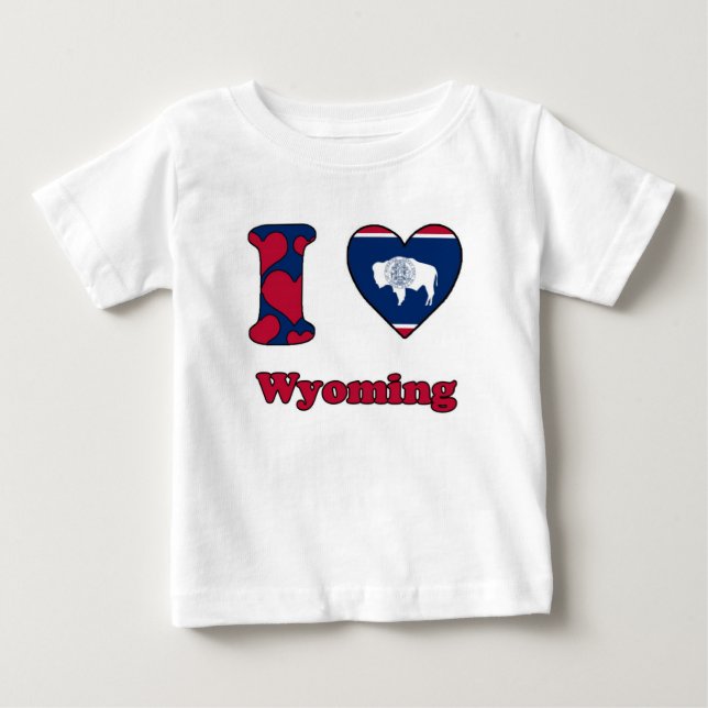 Camiseta Para Bebê Eu amo Wyoming (Frente)