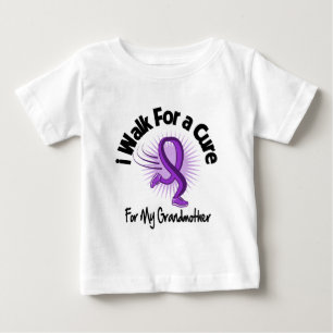 Camiseta Para Bebê Eu ando para minha avó - fita roxa
