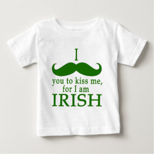 Camiseta Para Bebê Eu bigode você para beijar-me mim sou irlandês!