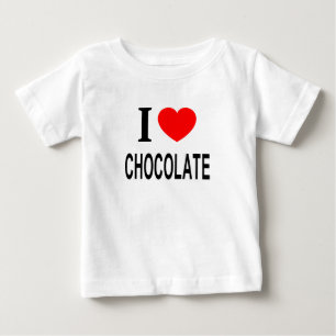 CAMISETA PARA BEBÊ EU ❤️ CHOCOLATE EU AMO CHOCOLATE EU CORAÇÃO