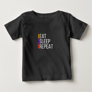Camiseta Para Bebê Eu como eu durmo, eu repito