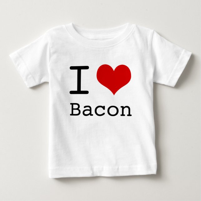 Camiseta Para Bebê Eu coração Bacon (Frente)