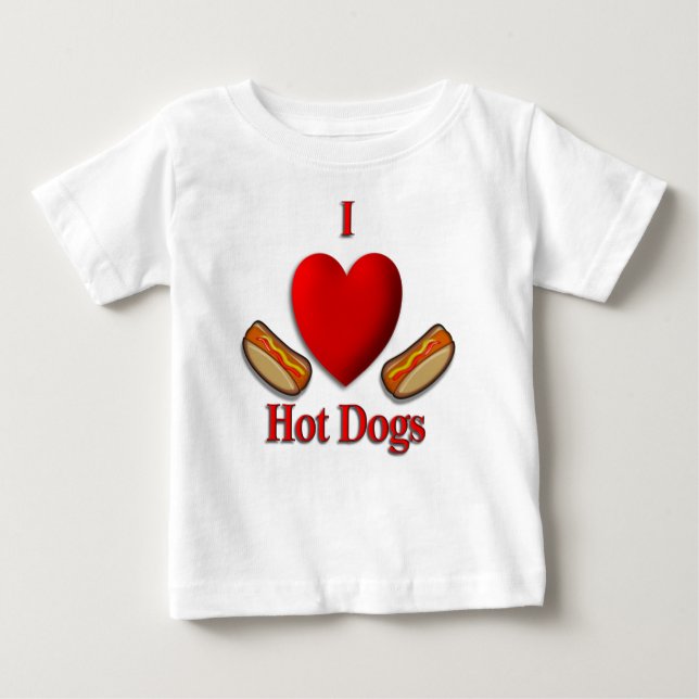 Camiseta Para Bebê Eu Coração Cachorros Quentes (Frente)