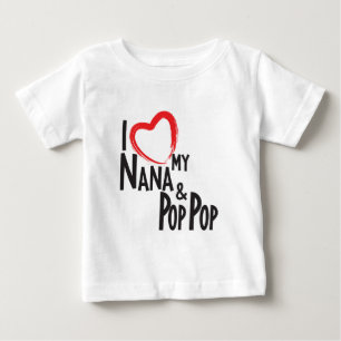 Camiseta Para Bebê EU CORAÇÃO meus Nana e pop estalo, amo minhas av