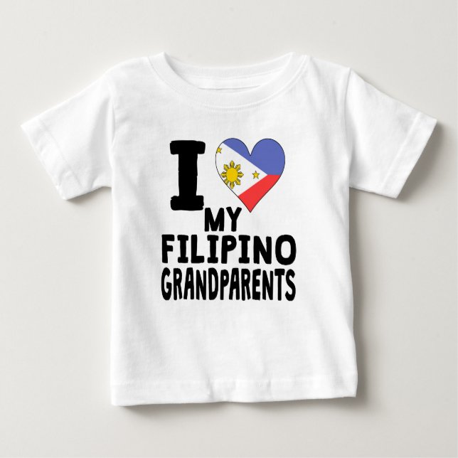 Camiseta Para Bebê Eu coração os meus avós filipinos (Frente)