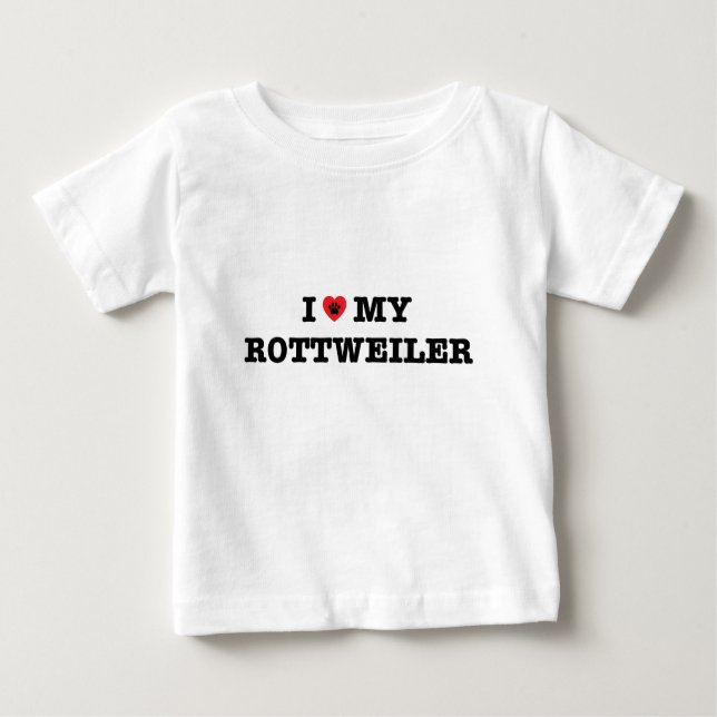 Camiseta Para Bebê Eu Corto Meu Rottweiler (Frente)