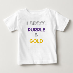 Camiseta Para Bebê Eu Drool roxo e ouro