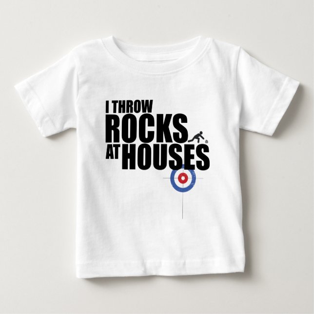 Camiseta Para Bebê Eu jogo rochas na ondulação das casas (Frente)