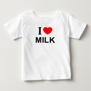 Camiseta Para Bebê Eu ❤️ LEITE Eu AMO LEITE Eu AMO LEITE