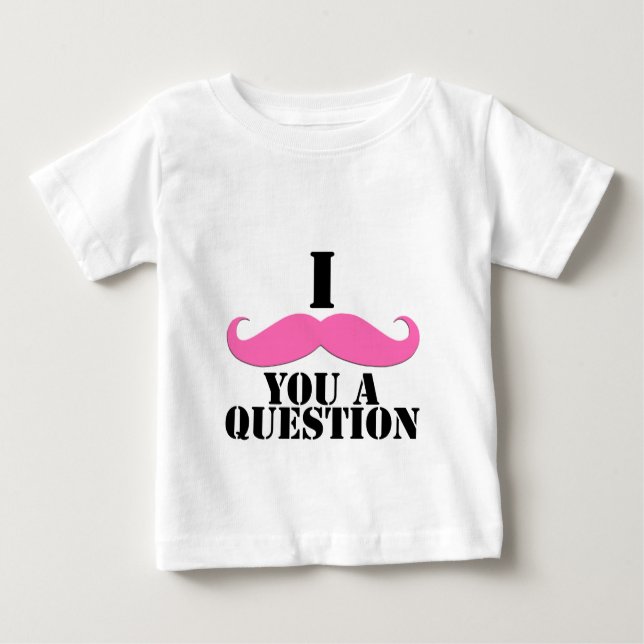 Camiseta Para Bebê Eu Lhe Dou Uma Questão De bigode Rosa (Frente)
