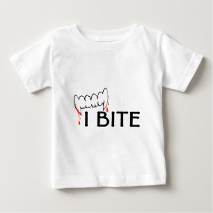 Camiseta Para Bebê Eu mordo (os dentes e o sangue)