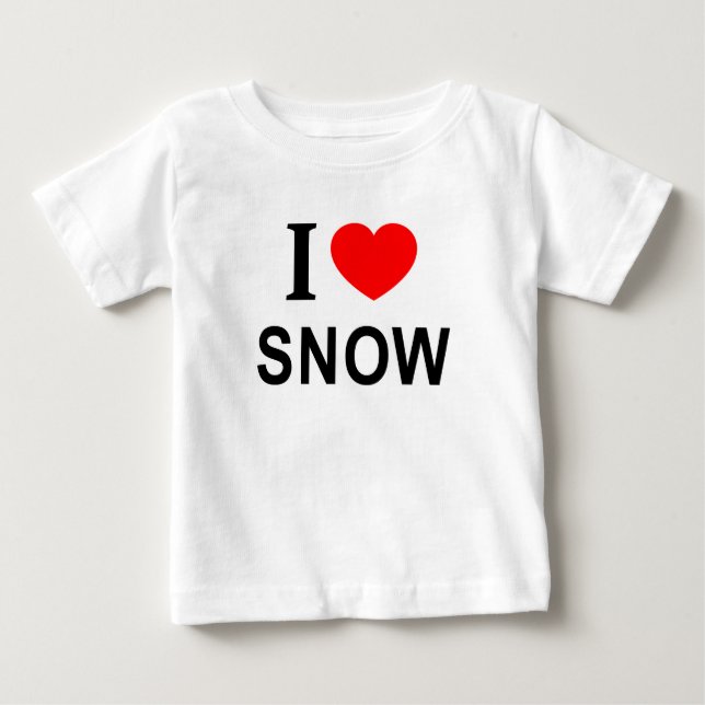 Camiseta Para Bebê Eu ❤️ NEVE Eu AMO NEVE Eu AMO NEVE (Frente)