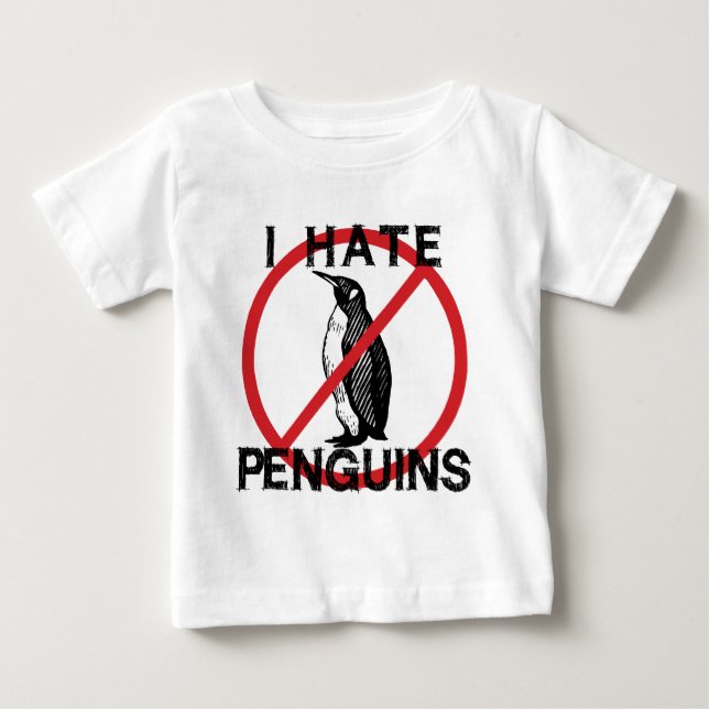 Camiseta Para Bebê Eu Odeio Pinguins (Frente)