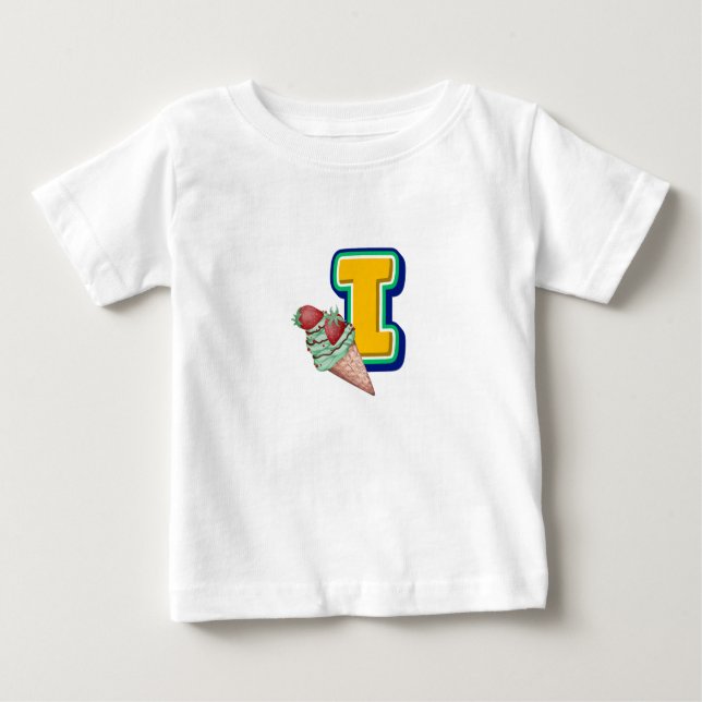 Camiseta Para Bebê Eu por Sorvete (Frente)