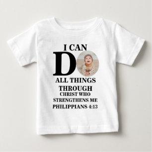 Camiseta Para Bebê Eu posso fazer todas as coisas do verso da Bíblia 