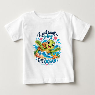 Camiseta Para Bebê Eu Quero Abraçar o Oceano
