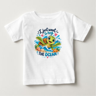Camiseta Para Bebê Eu Quero Apenas Abraçar o Oceano