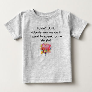 Camiseta Para Bebê Eu quero falar a Yia Yia - coração retro