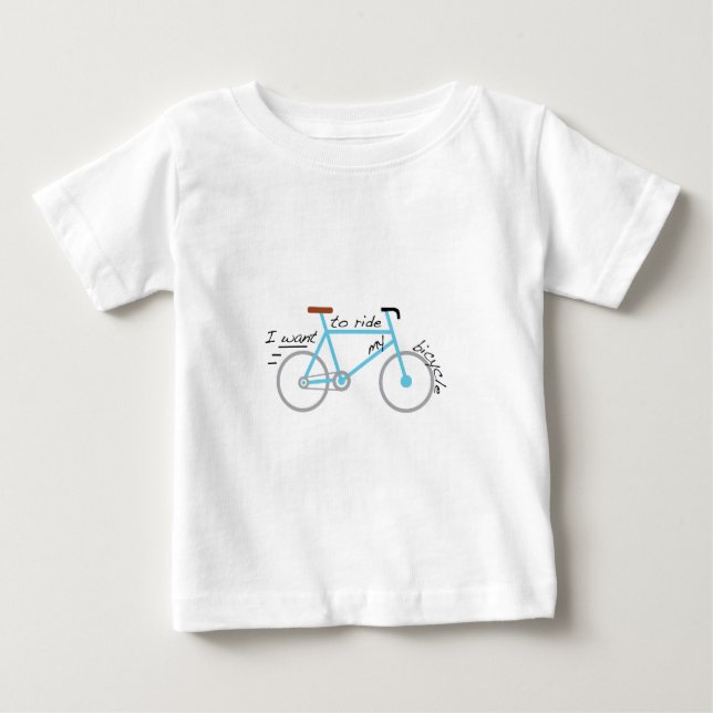 Camiseta Para Bebê Eu quero montar minha bicicleta (Frente)