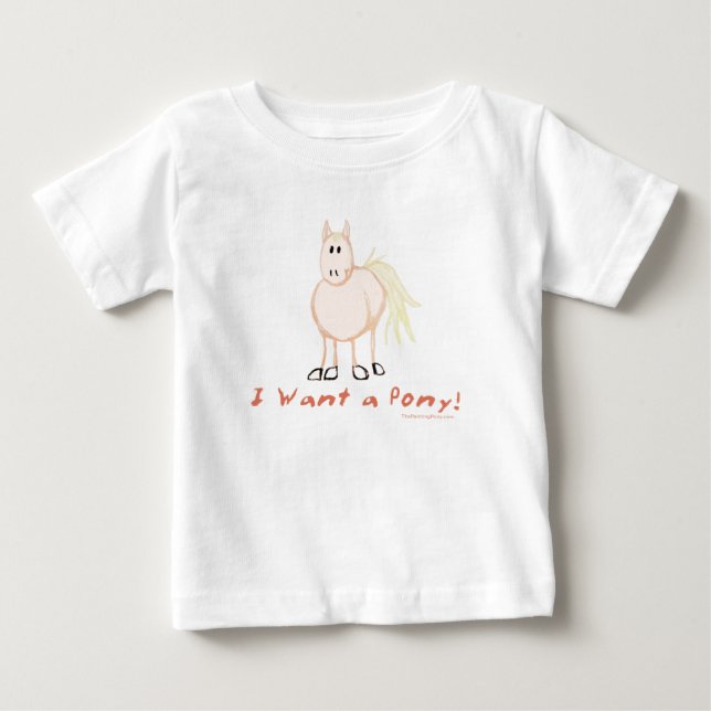 Camiseta Para Bebê Eu quero um pônei (Frente)