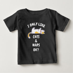 CAMISETA PARA BEBÊ EU SÓ GOSTO DE GATOS & SONECAS OK?