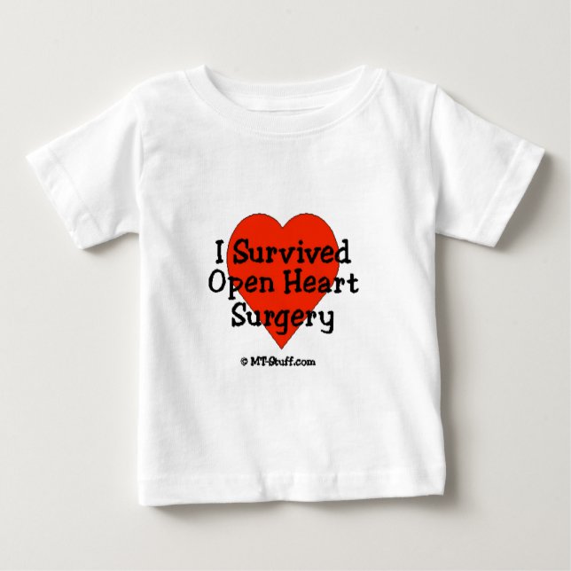 Camiseta Para Bebê Eu sobrevivi à cirurgia cardíaca aberta (Frente)
