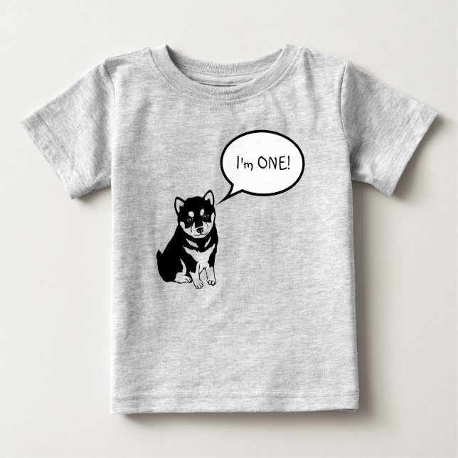 Camiseta Para Bebê Eu sou 1 Bolha de Fala Cachorro 2 Jovem Tee (Frente)