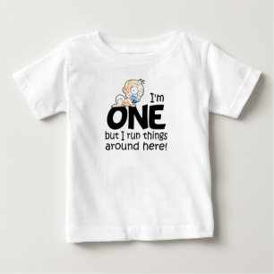 Camiseta Para Bebê Eu sou 1 e eu faço coisas aqui