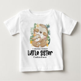 Camiseta Para Bebê Eu sou a Irmã Mais Fofa Preguiças Fofas Personaliz