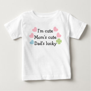 Camiseta Para Bebê Eu sou bonito, mãe bonito, pai afortunado! Capa