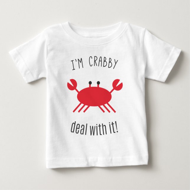 Camiseta Para Bebê Eu sou Crabby, negócio com ele! (Frente)