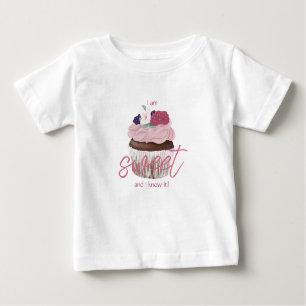 Camiseta Para Bebê Eu sou doce e sei disso Cupcake