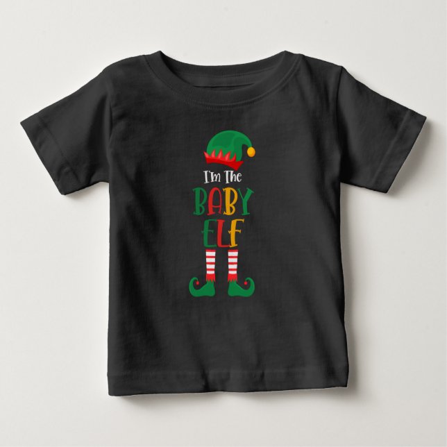 Camiseta Para Bebê Eu Sou O Bebê Elf Correspondendo Ao Natal (Frente)