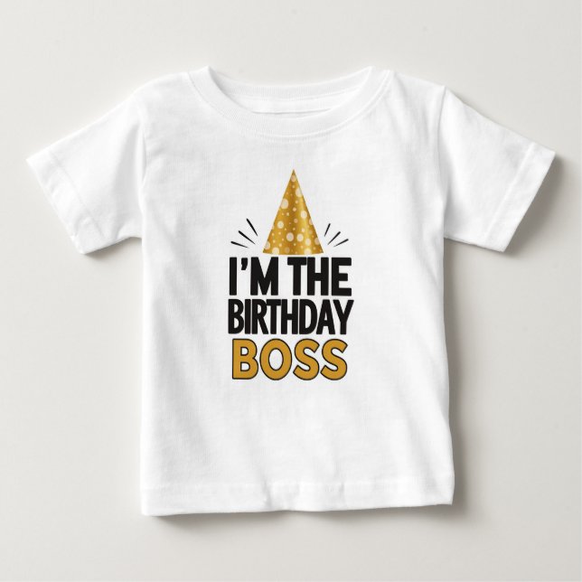 Camiseta Para Bebê "Eu sou o chefe de aniversário" - camiseta bebê (Frente)