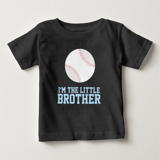 Camiseta Para Bebê "Eu sou o Irmão Pequeno" Número de Baseball Jersey (Frente)