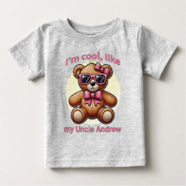 Camiseta Para Bebê Eu sou o Urso Teddy Legal com Laço Rosa Personaliz