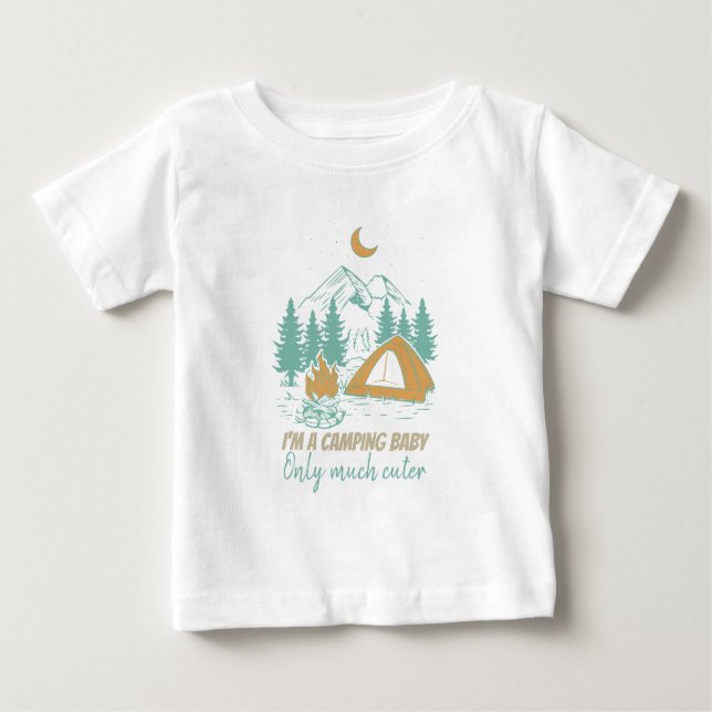 Camiseta Para Bebê Eu sou um bebê acampado - família bonita acampando (Frente)