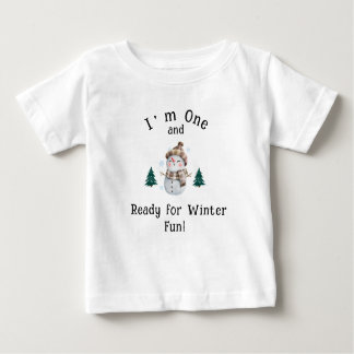 Camiseta Para Bebê Eu sou um e pronto para o inverno divertido! - Cut