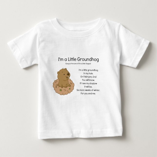 Camiseta Para Bebê Eu sou um Groundhog pequeno (Frente)
