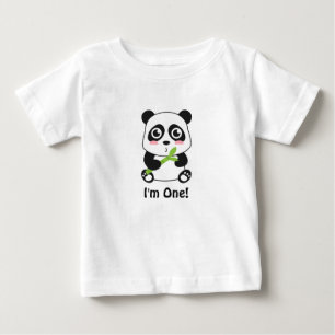 Camiseta Para Bebê Eu sou Um, Primeiro Aniversário, Panda Bebê Fofo