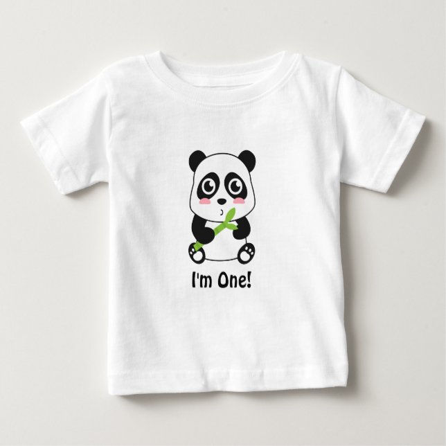 Camiseta Para Bebê Eu sou um, primeiro aniversário, panda bonito do (Frente)