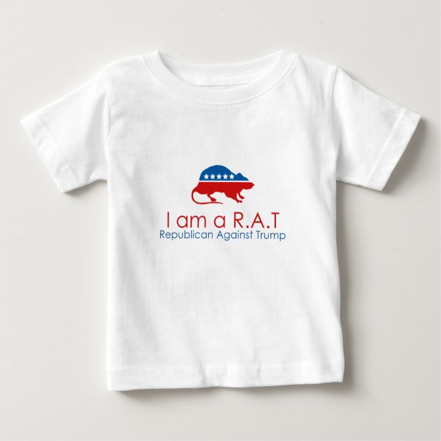 Camiseta Para Bebê Eu sou um R.A.T. Republicano Contra Trump (Frente)