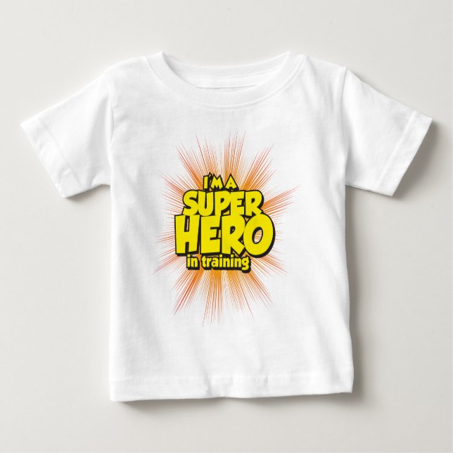 Camiseta Para Bebê Eu sou UM SUPER-HERÓI no treinamento (Frente)