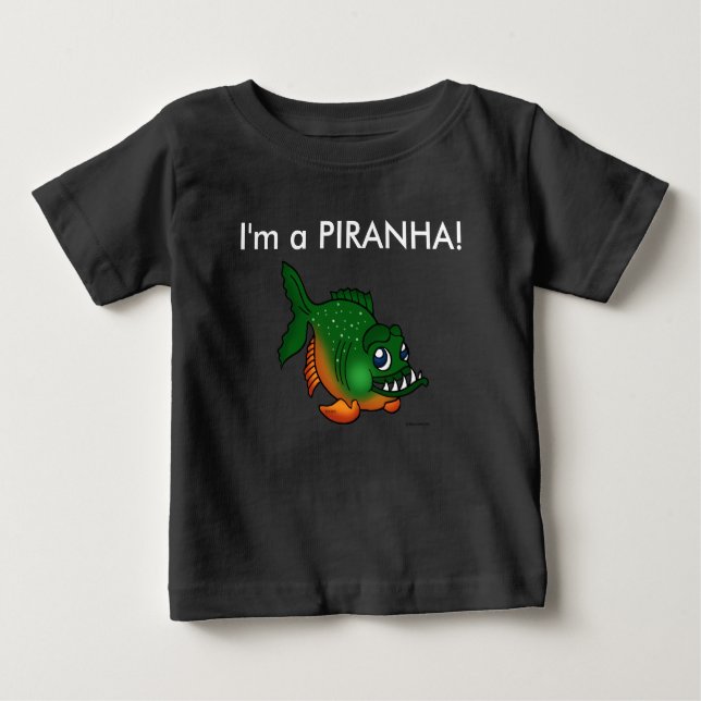 Camiseta Para Bebê Eu sou um t-shirt dos miúdos do piranha (Frente)