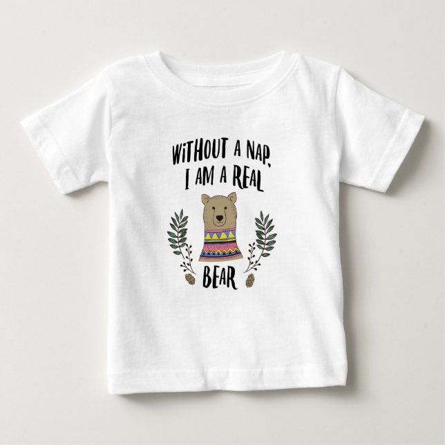 Camiseta Para Bebê Eu sou um urso sem o meu cochilo (Frente)