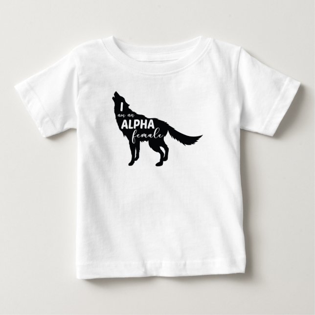 Camiseta Para Bebê Eu sou uma Alfa Mulher do Lobo (Frente)