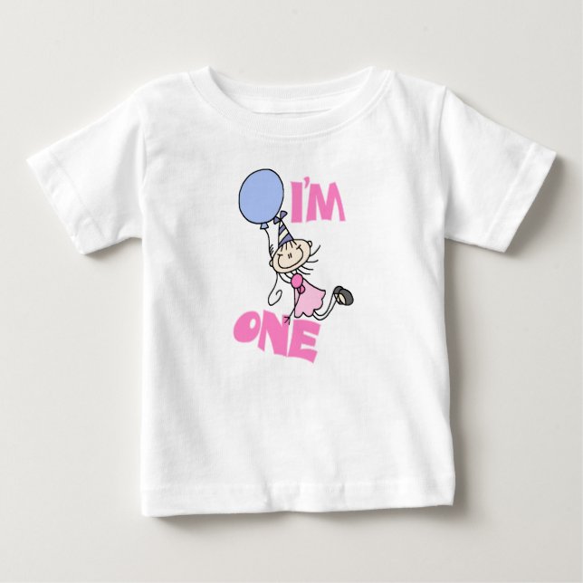 Camiseta Para Bebê Eu sou uma garota com uma figura no aniversário (Frente)