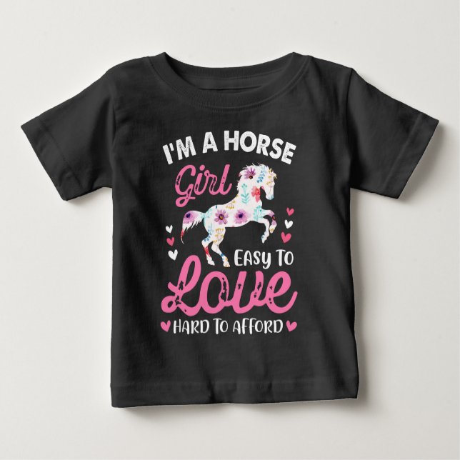Camiseta Para Bebê Eu Sou Uma Garota De Cavalo Fácil De Amar Difícil  (Frente)